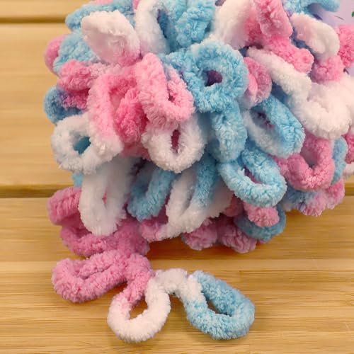JubileeYarn Fun Finger Pride Loops Yarn - 100g/Skein Jumbo Polyester - Coccinelle - 5 Skeins - color: 056 Coccinelle