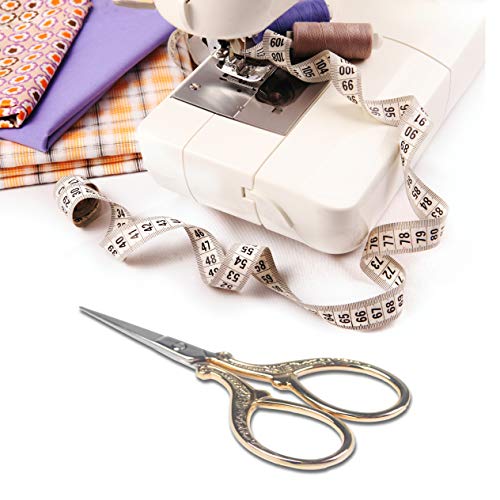 Embroidery Scissors with Leather Cover 3.6 inch Sewing Craft Sharp | Crochet Scissors for Fabric Cutting Paper Crafting Office Sewing Handicrafts Tool Small Sewing Scissors - color: Gold