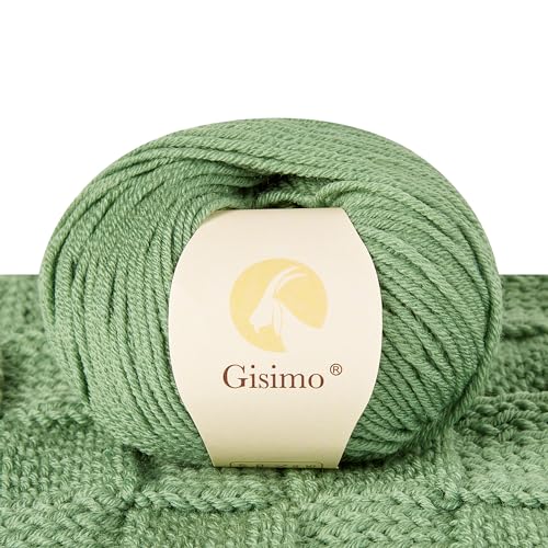 100% Merino Wool Yarn, 6-Ply Luxurious and Soft Yarn for Hand Knitting & Crocheting, 1.76 OZ/50g, 127 yds/116 Meters(Grass Green, 1 Ball) - color: Grass Green, size: 1 ball