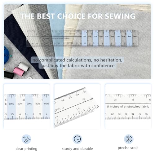 Knit Fabric Stretch Ruler for Measuring Elasticity | Acrylic material, UV printed, measuring guide for sewing and garment marking, suitable for most fabric