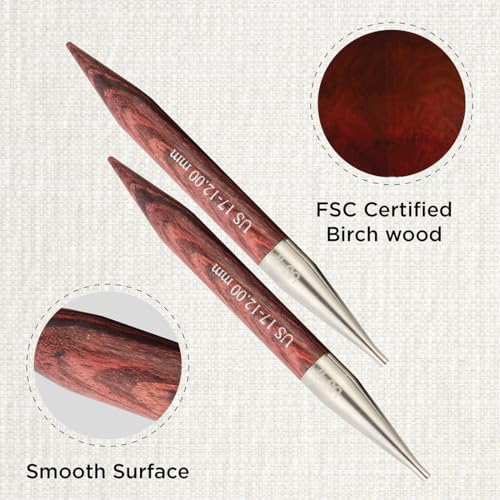 KnitPro Dreamz Interchangeable Circular Needles 5" (13cm) | US Size 17 (12mm) - color: Burgundy Rose, size: US 17 (12.00mm)
