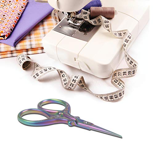 Sharp 3.6 inch Embroidery Scissors for Sewing, Crafting, Leather Sheath | Threading Needlework Scissors with Leather Scissor Cover for Sewing Handicrafts Tool Craft Art Work and Everyday Use - color: Colorful
