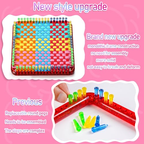 CCTVRTV Weaving Loom Kit Toys for Kids and Adults, DIY Arts and Crafts | for Boys and Girls Ages 5 6 7 8-12 13, Easy Potholder Loom Knitting Kits Gifts for Beginners, 252 Craft Loops - color: green (red+blue+yellow)