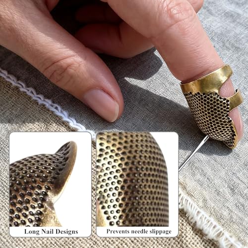 Sewing Thimble, Finger Protector for Hand Sewing, Quilting & Needlework, Comfortable Fit, Essential Sewing Accessory Safety Use - color: 1 Brown M