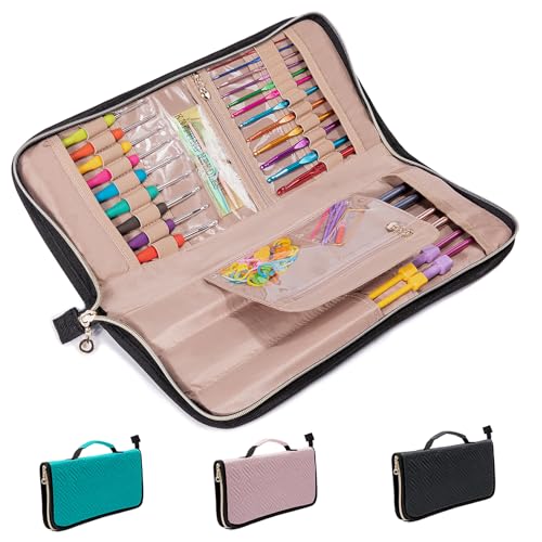 Knitting Needles & Crochet Hook Case - Empty (up to 14 Inches) - Knitting & Crochet Accessories Organizer - color: Teal, size: 14 Inches