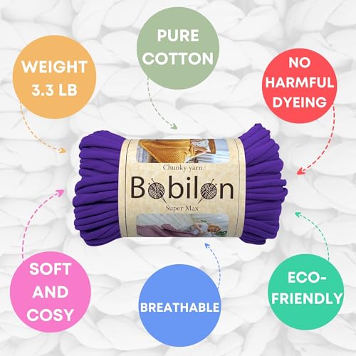Bobilon Giant Chunky Cotton Yarn 3.3 lbs, Arm Knitting - Nude | 100% cotton giant yarn for arm knitting; great for chunky blankets, pet beds, rugs and baskets; new fabric, not recycled - color: Nude