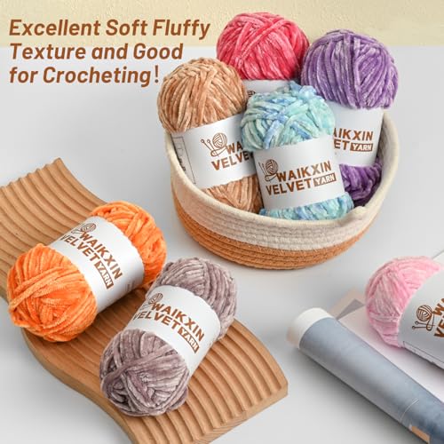 3 Pack Chunky Chenille Yarn for Crocheting, Baby Yarn for Crocheting Soft, Plush Velvet Yarns, 300g (262.4 yds) Fluffy Yarn for Crochet Amigurumi (3 Cameo Brown) - color: 3 Cameo Brown
