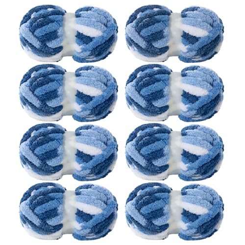 MABOZOO Tie Dye Chunky Yarn for Crocheting 8 Pack,Fluffy Jumbo Chenille Yarn,Soft Plush Yarn Bulky,Giant Thick Fuzzy Yarn for Hand Knitting or Arm Knitting,Blue Gradient(26 yds,8 oz Each Skein) - color: Blue Gradient