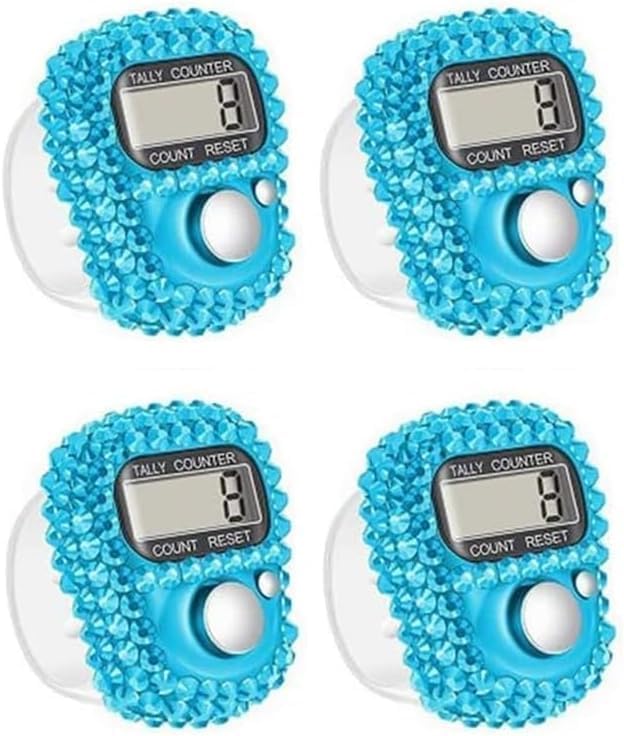 4Pcs Electronic Tally Counter with Display, Resettable Portable Electronic Finger Counter for Golf, Track and Field, Lap Counting - color: Blue