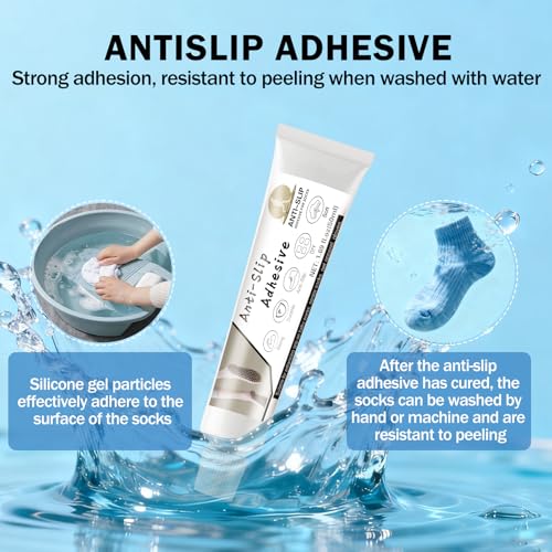 50ml Black Sock Stop Glue, Washable Anti-Slip Coating for Socks | Water-based, latex-free coating adds washable, waterproof grip to socks, pet socks, mats and other fabrics. - color: Black