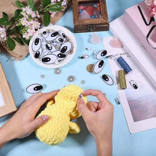 GLOBLELAND 140 Set 6 Sizes Black Eye Safety Craft Eyes Plastic Doll Craft Round Safety Eyes DIY Accessories with Spacer for DIY Doll Bear Puppet Plush Animal Making