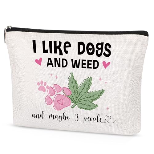 Dog Weed Lover Gifts Cute Makeup Bag Accessories for Women Girl Funny Dog Mom Gifts Cosmetic Bag for Female Her Girl Niece Travel Toiletry Bag for Dog Owner - style: Weed and Dog