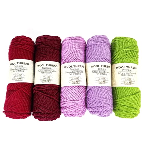 Premium Wool Blend Yarn – 3 Skeins (300g Total), 85% Wool 15% Polyester, for Crocheting&Knitting, Soft Skin-Friendly, Ideal for Scarves, Hats, Blankets & DIY Crafts (12#Magenta) - color: 12#Magenta