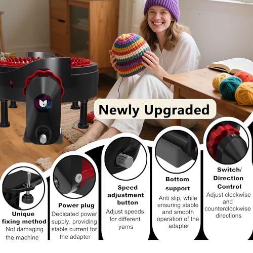 Electric Knitting Machine Adapter for Addi 46 Knitting Machine, Automatic Adapter for Crochet Machine, Knitting Machine Accessories, Black - color: BLACK