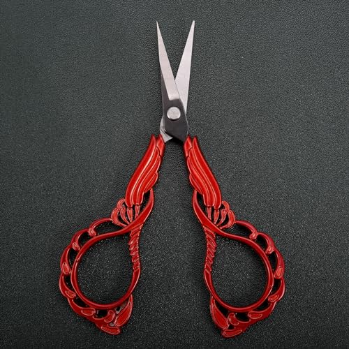YOUGUOM Small Sewing Scissors, Little Embroidery Shears with Cover | 4.3in, Red, Sharp, Precision, DIY Tools, for Craft, Needlework, Cross Stitch, Paper, Thread Cutting, Left/Right Handed - color: Red