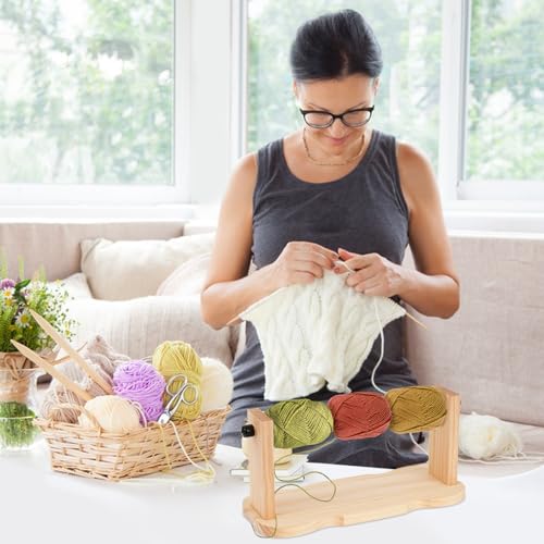 Wooden Crochet Yarn Holder, Single Revolving Yarn Storage, Ribbon Storage, Rack Portable Yarn Ball Holder for Crochet Yarn Ball Knitting, Sewing Thread Craft Florist Wrapping