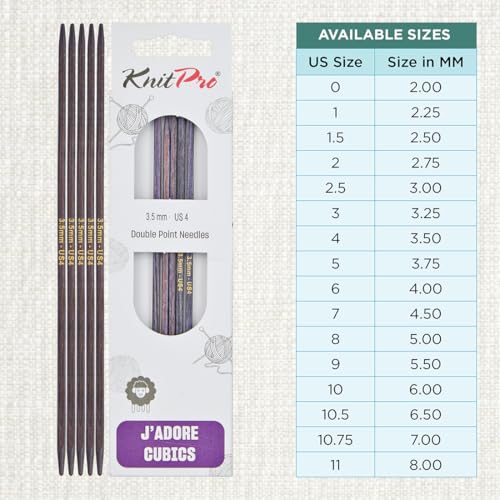 KnitPro J’Adore Cubics Double Pointed Needles 6" (15cm) | US Size 4 (3.5mm) - size: US 4 (3.5mm)