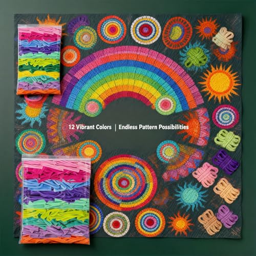 Eikovia 1200 Pcs Weaving Loom Refill Loops 6 to 7 Inch 12 Colors | Polyester Craft Bands for Potholder Looms DIY Projects Creative Weaving Kids Crafts and Colorful Handmade Designs