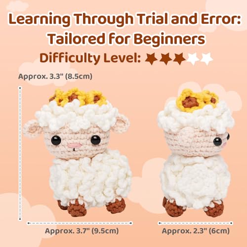 Mewaii Crochet Kit for Beginners, 2 Pack Lambs Craft Set | 40% Extra Yarn, Video Tutorial, Pre-Started Piece, Beginner Friendly, Family Craft Gift for Adults & Kids - color: Black and White