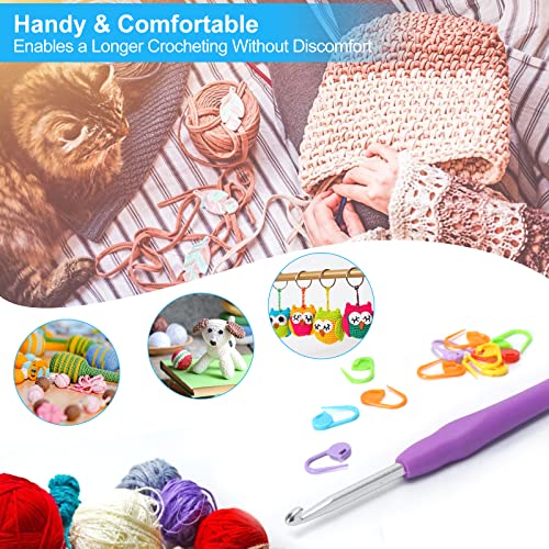 Vodiye Professional Extra Long 5mm Crochet Hooks, Ergonomic Handle Set for Beginners and Experienced Lovers - size: 1pc - 5mm