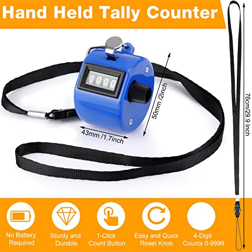 Hoteam Handheld Tally Counter 4 Digital Number Count Clicker Counter Hand Mechanical Pitch Clicker for Coaching,Knitting, People, Lap, Fishing, Golf Sport Row