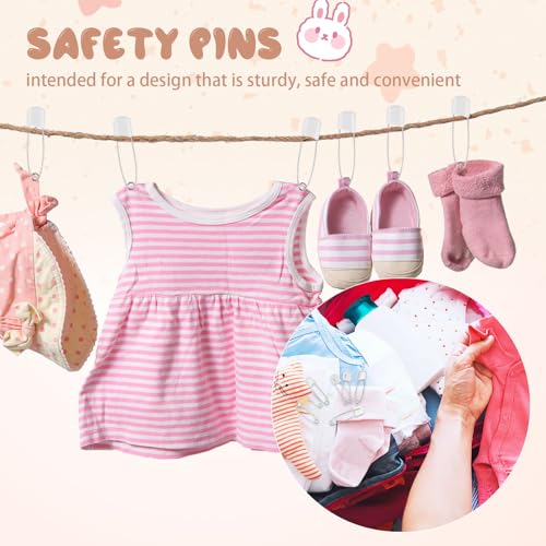 WILLBOND 100 Pcs Large Safety Pins for Clothes,with Bag, White | Plastic Head with Locking Closures, Heavy Duty Nappy Pins Hooks, 2.2 Inch Fasteners, Stainless Steel, Velvet Bag - color: White