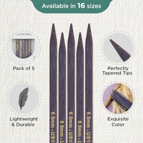 KnitPro J’Adore Cubics Double Pointed Needles 6" (15cm) | US Size 10.5 (6.5mm) - size: US 10.5 (6.5mm)
