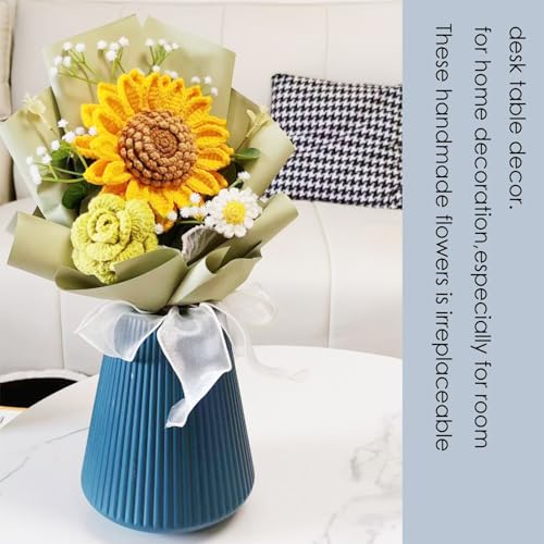 Marvogo Handmade Crochet Flower Bouquet,Crochet Flowers for Loved Ones | Crochet Flower,Crochet Rose, sunflower Finished Artificial Flower Ideal for Lovers, Family and Friends Yellow & Brown - color: Yellow&brown
