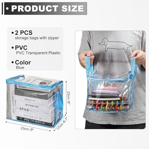 PATIKIL 9x10.6x9in Clear Storage Bags, 2PCS Plastic Storage Bags Clear Small Zippered Organizers Foldable Closet Bed Sheet Organizer Cube with Zipper for Book Clothes Yarn,S, Blue - color: Blue, size: S
