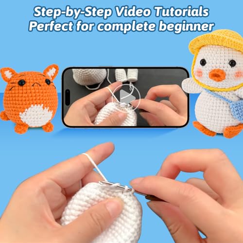 Gerute 6Pcs Crochet Kit for Beginners,Crochet Animal Kit with Step-by-Step Video Tutorial, Crocheting Kit for Starters, Beginner Crochet Kits for Adult Kid Women Men Complete Kit Included （40%+ Yarn - color: 6PCS-B