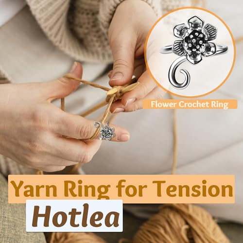 4 PCS Crochet Rings for Fingers Butterfly Flower Sunflower Dragonfly Yarn Tension Ring Knitting Accessories Crochet Gifts for Crocheters - color: Butterfly & Flower Crochet Rings Set