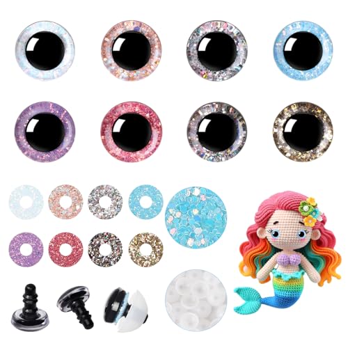 MUCUNNIA 120Pcs 14mm Safety Eyes for Crocheting Mermaid Amigurumi Eyes for Crochet Animals Crochet Doll Craft Eyes with Washers Stuffed Animal Eyes for DIY of Puppet Bear Animal Halloween Decorations - size: 14mm