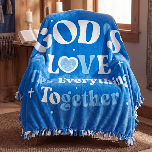 Chumia 2 Pcs/1 Set Religious God's Love Tie Blankets Craft Kit 57 x 57 Inch Christian Blanket Gifts for Women 2026 VBS DIY No Sew Fleece Fabric God's Love Ties Everything Together Tie Knot Throw - style: Religious God's Love