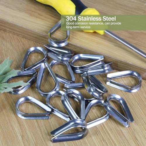 M5 Wire Rope Thimble, 304 Stainless Steel Thimble for 5/32-3/16 Inch Diameter Wire Rope, 50 Pieces - size: M5