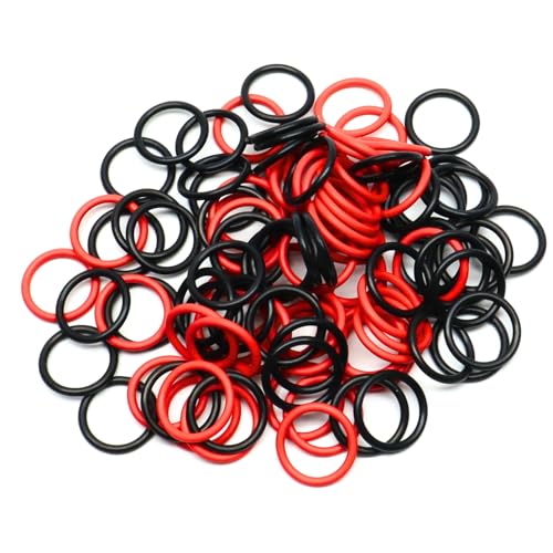 (100 Pack) Soft Stitch Ring Markers for Knitting and Crochet - Flexible, Snag-Free Rubber Stitch Markers (Medium Size for Needle Sizes 9-15, Red & Black) - size: Medium (Needle 9-15), Red & Black