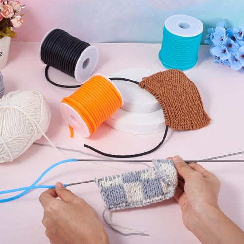Beadthoven 4mm Hollow Pipe Rubber Tube Cords, 16Yards Barber Cord for Knitting Stitch Holder, Tubing Rubber Cord with Spool for Bracelet Jewelry Making DIY Crafts 2mm Hole - Deep Sky Blue - color: Deep Sky Blue, size: 4mm