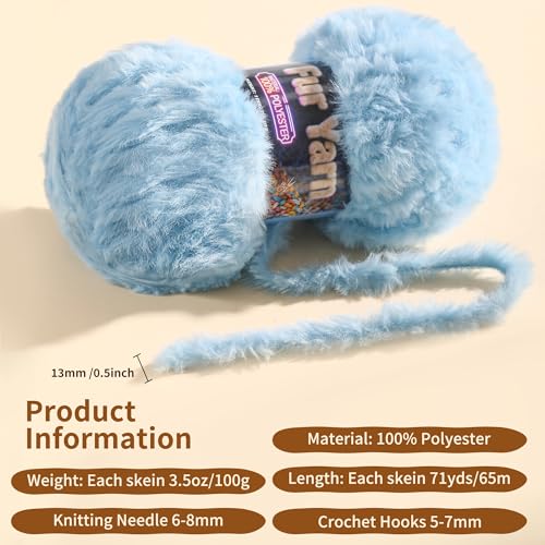 Faux Fur Yarn Soft Fluffy for Crocheting - 3 Skeins(Each 3.5oz/100g, 71yd/65m) - Chunky & Fluffy Yarn for Crochet Amigurumi, Blankets, Hand Knitting, Scarves &Crafts (3, Dark Green) - color: Dark Green