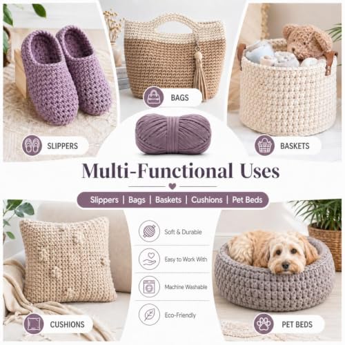T-Shirt Yarn for Crochet Bags, Rugs & Slippers – 100g Thick Fabric Tube Yarn for DIY Handbags, Baskets, Home Crafts (29 Milky White) - color: 29 Milky White