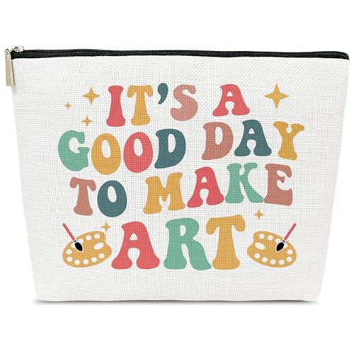 Gifts for Art Teachers, Drawing Theme Makeup Bag for Artists | It's a Good Day to Make Art Cosmetic Bag for Painters & Art Lovers - color: multicolor0203