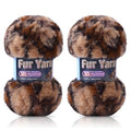 Faux Fur Yarn Soft Fluffy for Crocheting - 2 Skeins(Each 3.5oz/100g, 71yd/65m) - Chunky & Fluffy Yarn for Crochet Amigurumi, Blankets, Hand Knitting, Scarves &Crafts (2, Khaki + Brown) - color: Khaki + Brown Green