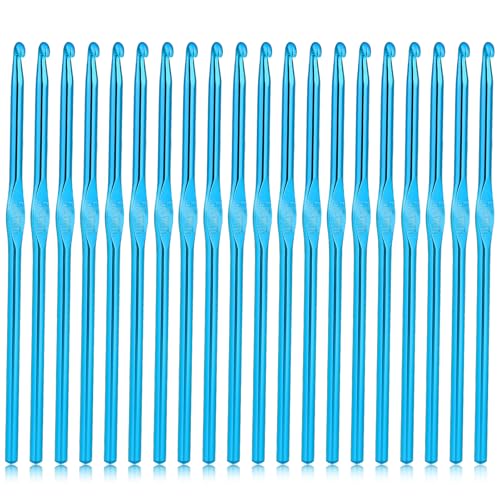 LIQWEI 20PCS Crochet Hooks, 5MM Aluminum Crochet Needle US Size H (Size 8), Crochet Hooks Bulk for Craft Yarn Contribute to Beginners (Blue)