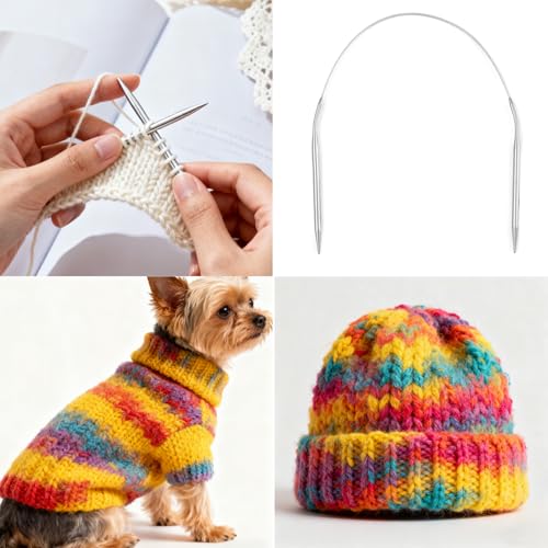 Circular Knitting Needles Set,9 Pack Stainless Steel Knitting Needles Kit (16 Inch/40cm),9 Sizes from 2mm-6mm,with Small Tools,Round Short Metal,for Beginners,Making Sock,Weave DIY Lover - size: 40cm(from tip to tip