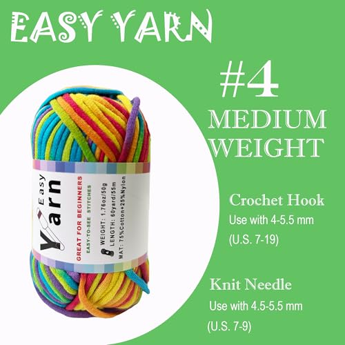 Beginner Easy Yarn Kit for Knitting,Crocheting; Worsted Weight Medium #4; Cotton Blend Yarn for Amigurumi with Tools (Unicorn Whisper, 6 Skein) - color: Unicorn Whisper