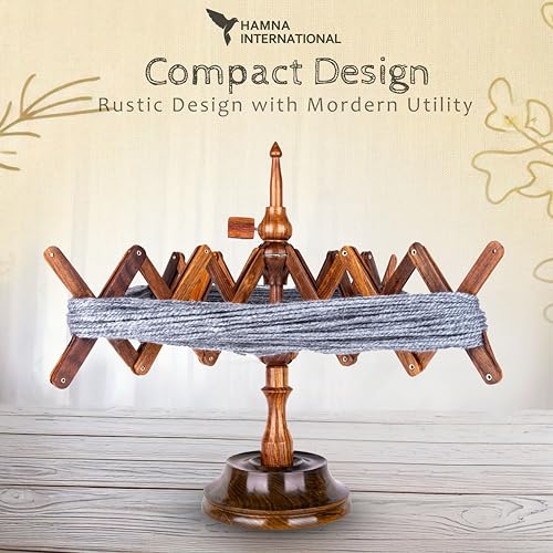 Antique Vintage Wooden Yarn Winder for Knitting & Crocheting – Premium Yarn Cake Winder, Natural Ball Winder with Large Capacity (Rosewood-Swift)