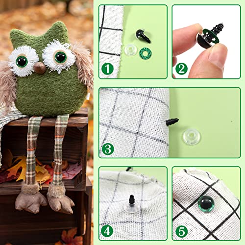 TOAOB 120pcs Glitter Plastic Safety Eyes 10mm Crafts Doll Eyes 10 Colors Half Round Craft Crochet Eyes with Washers for Stuffed Animals Amigurumis Bears Dolls Making - size: 10mm