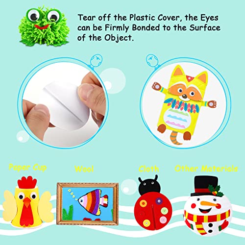 JULMELON 500 Pcs Adhesive Googly Eyes Google Wiggle Eyes for Crafts | Black White, Google Eye, Craft Eyes, Decoration, 0.4 In, 0.6 In, 0.8 In, 1 In, 1.2 In - size: 0.4 in, 0.6 in, 0.8 in, 1 in, 1.2 in