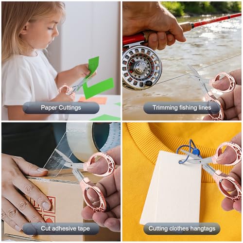 NAHSHON 4 Pcs Folding Stainless Steel Portable Mini Travel Badge Scissors | Foldable Safety Pocket Small Scissors All Purpose for Nurse Accessories, Travel, Office, Craft, Sewing, School (Rose Gold) - color: Rose Gold