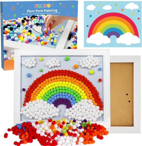 Funto Rainbow Painting Art Kit - 1100+ Pom Poms, Canvas and Sturdy Frame for Home Decor, Artistic Crafts for Kids - color: Rainbow