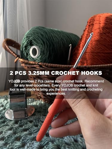 2Pcs 3.25mm Crochet Hooks, Ergonomic Crochet Hook for Arthritis | Knitting Needles for Beginners,Extra Long, Smooth, Comfortable for Knitting Sweaters,Scarves and Hats(Size D / 3.25mm) - size: 3.25mm