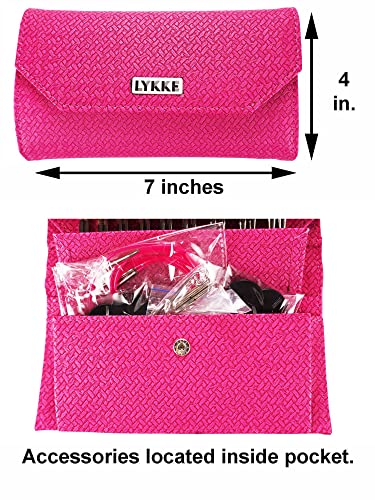 Lykke Blush 3.5-inch Interchangeable Circular Knitting Needle Set | Standard US 3, 4, 5, 6, 7, 8, 9, 10, 10.5 Magenta Case, Birch Semi-Sharp Tips, Smooth Metal Joins, 360-Cables, Project Bag - color: Blush-with-Magenta-Case
